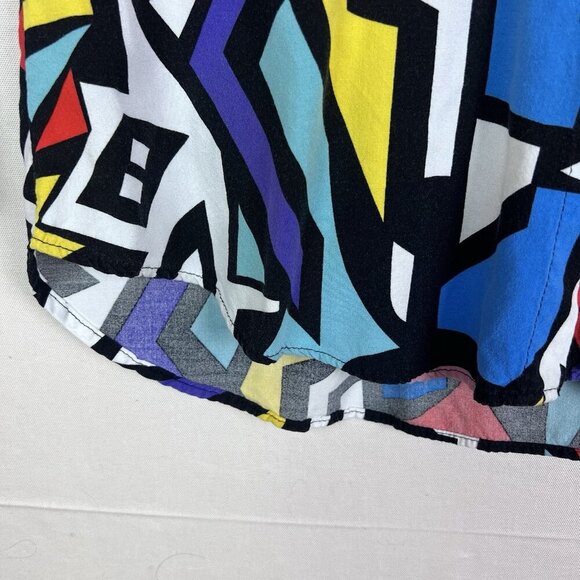 Big Dart Shirt Womens EU 48‎ Geometric Art Blouse 80s Retro Button Up Abstract - Picture 5 of 11